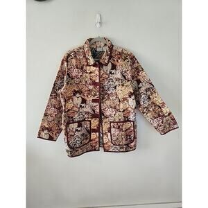 Vintage Blair Cat Kitten Jacket Womens M Tapestry Chore Barn Coat Cottagecore
